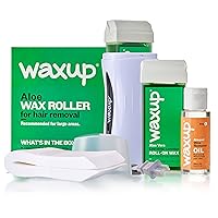 waxup Roll on Wax Kit for Hair Removal, Roller Waxing Kit for Women, 1 Portable Wax Warmer, 25 Non Woven Waxing Strips, 2 Aloe Wax Roller Kit Refill, 1 Almond Oil Wax Remover