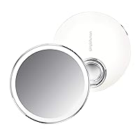 simplehuman Sensor Mirror Compact, 3X Magnification, White Stainless Steel