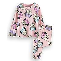 Disney Minnie Mouse Girls Pyjama Set | Kids Long Sleeve Long Leg Graphic PJs in Pink | Childrens Sleepwear Merchandise Gift