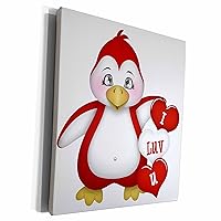 3dRose Cute Red and White I Luv U Penguin Illustration - Museum Grade Canvas Wrap (cw_269307_1)