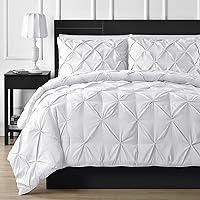 Soft Reliable Luxurious Pinch Pleated Duvet Cover 100% Egyptian Cotton 800 TC Stain Resistant Comforter Cover (Oversized King (98 x 120 Inch) (1-Piece), White)