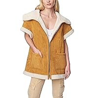 [BLANKNYC] Women's Bonded Faux Suede and Sherpa Short Sleeve Vest