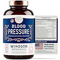 Blood Pressure Support Supplement - with Green Tea, Hibiscus - High-Potency Windsor Botanicals Cardiovascular Health Vitamin, Mineral and Naturals Formula - 3 Month Supply, 90 Capsules