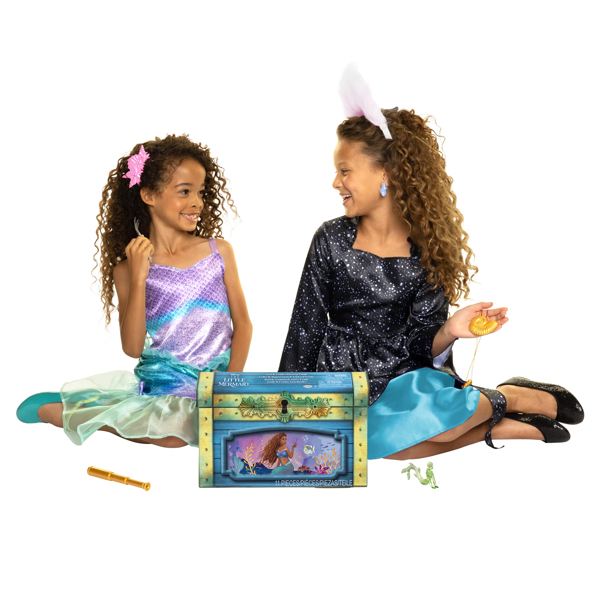 Disney The Little Mermaid Ariel & Ursula Dress Up Trunk, Treasure Chest Includes Ariel and Ursula's Outfit Dresses with Accessories [Amazon Exclusive]