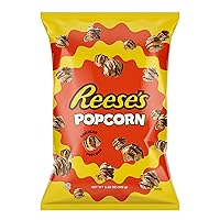 Reese's Popcorn, 5.25oz Grocery Sized Bag, Popcorn Coated in Chocolatey Drizzle and Peanut Butter Crème, Halloween Snacks for Kids, Ready to Eat, Savory Snack, Sweet and Salty Snacks