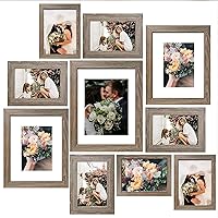 SESEAT Picture Frames Collage, Gallery Wall Frame Set with 11x14 8x10 5x7 4x6 Frames in Light Brown Finishes, Set of 10