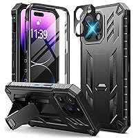 for iPhone 14 Pro Max Case: Military Grade Rugged Cell Phone Cover with Kickstand & Holster | Shockproof TPU Protection Bumper Matte Textured Design for iPhone 14 Pro Max Cases 6.7 inch
