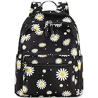 LEDAOU Mini Backpack Girls Cute Small Backpack Purse for Women Teens Kids School Travel Shoulder Purse Bag (White Daisy Black, 1 Pcs)