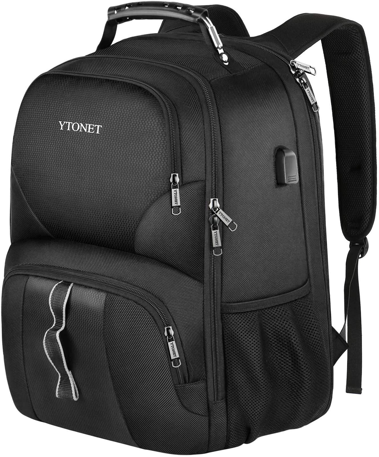Ytonet Travel Laptop Backpack, 17 Inch TSA Large Travel Backpack for Men Business Carry on Backpack with Luggage Sleeve College School Bookbag, Black