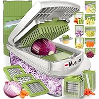 Pro-Series 10-in-1, 8 Blade Vegetable Chopper, Onion Mincer, Cutter, Dicer, Egg Slicer with Container, French Fry Cutter Potato Slicer, Home Essentials, Salad Chopper White Sand/Green