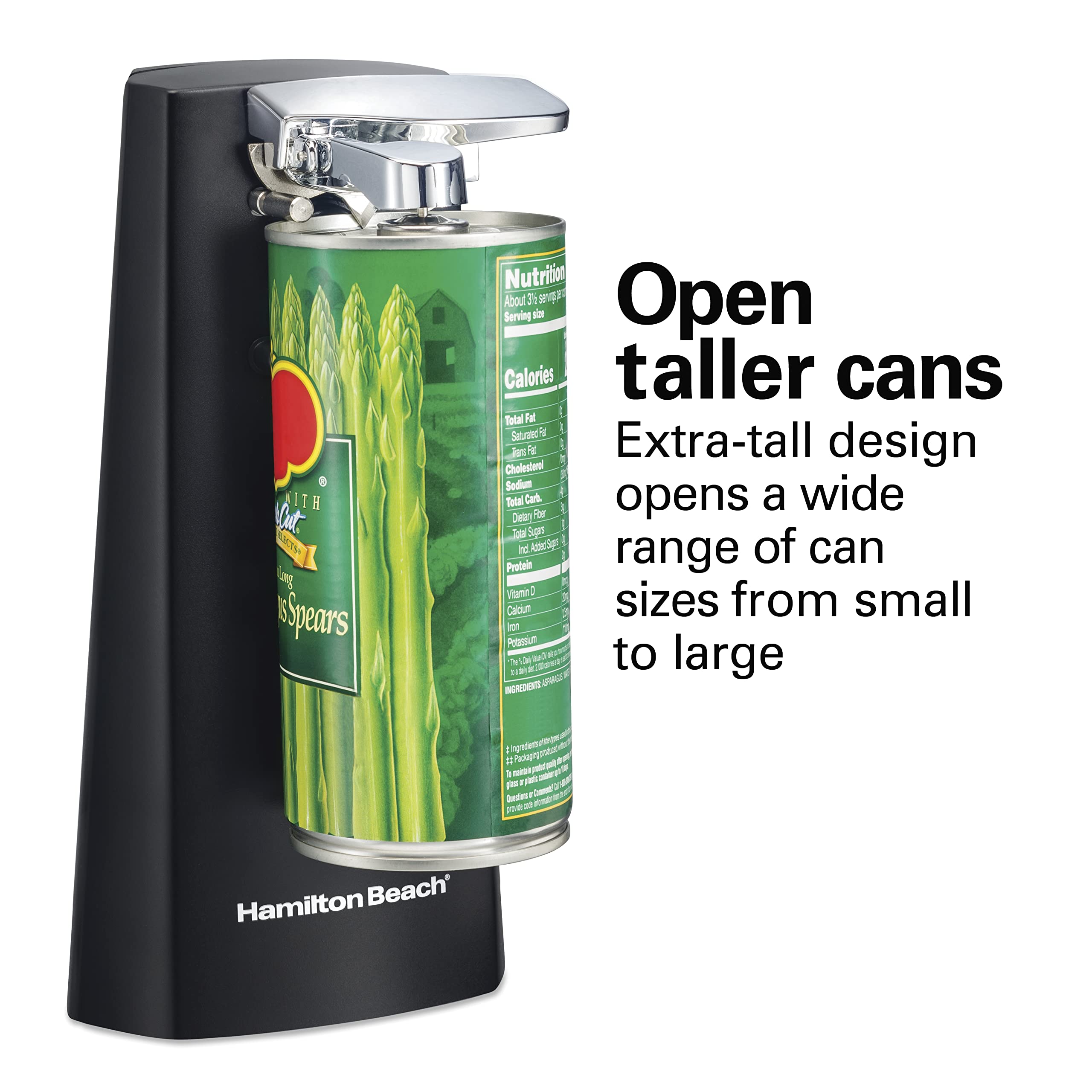 Hamilton Beach Electric Automatic Can Opener with Easy-Clean Detachable Cutting Lever, Cord Storage, Knife Sharpener, Black (76702)