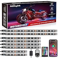 Nilight 8PCS Motorcycle RGB Led Light Kit Waterproof Multi Color Atmosphere Neon Accent Light APP and Remote Control Underbody Light Strips for Harley Davidson Honda Kawasaki Suzuki