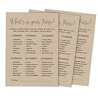 50-Pack Kraft Rustic Whats in Your Purse Bridal Shower Game Wedding Shower Bachelorette Party Bulk Activity Game Cards