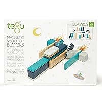 24 Piece Tegu Magnetic Wooden Block Set, Blues, 1-99 years old