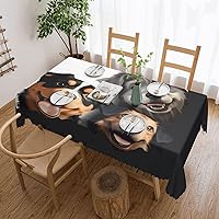 Funny Puppy Dogs Print Tablecloth Waterproof and Stain Resistant Rectangula Table Cover 54 X 72 Inch Washable Table Cloth for Kitchen Decor Indoor Outdoor Parties Picnics
