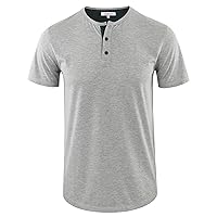 Men's Casual Soft Solid Retro Workout Gym Short/Long Sleeve Active Sports Henley Tee Shirt