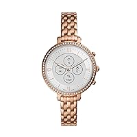 Fossil FTW7037 MONROE HYBRID HR Smart Watch, Women's, Rose Gold, Genuine Imported Product, white, Hybrid