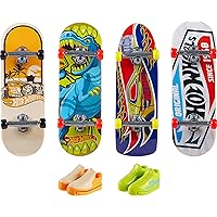 Hot Wheels Skate Tricked Out Pack, 4 Themed Fingerboards & 2 Pairs of Skate Shoes, Includes 1 Exclusive Set (Styles May Vary)