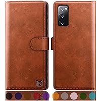 SUANPOT for Samsung Galaxy S20 FE Leather Wallet case with RFID Blocking Credit Card Holder, Flip Folio Book PU Cell Phone Cover for S20FE 5G Shockproof case Pocket for Men for Women 6.5 Light Brown