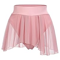 Women Flowy Pole Dance Shorts Rave Skirt Mesh Tulle Elastic Waist Asymmetrical Hem Booty Bottoms Active Dancewear