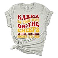 Womens Funny Swift Tshirt Karma is The Guy On The Chiefs Retro Football Short Sleeve Tshirt Graphic Tee