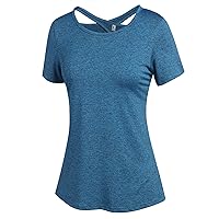 ADOME Women's Gym Tops Short Sleeve Activewear Workout Casual Running Athletic T-Shirt Ladies Gym Yoga Sports Top S-XXL
