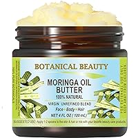 Organic MORINGA OIL BUTTER Pure Natural Virgin Unrefined RAW 4 Fl. Oz.- 120 ml for FACE, SKIN, BODY, DAMAGED HAIR, NAILS. Natural sources of vitamin C, vitamin E