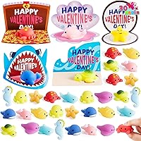 JOYIN 30 Packs Valentine Day Gift Cards with Mochi Squishy Toys, Stress Relief Fidget Toys, Kawaii Mochi Squeezes for Kids Holiday Party Favor, Gift Goodie Bag Filler, Classroom Exchange Prizes