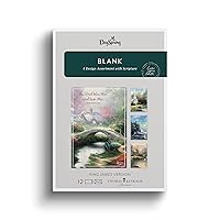 DaySpring - Blank Thomas Kinkade Greeting Cards - 4 Design Assortment with Scripture - King James Version - 12 Boxed Cards & Envelopes (U1205)