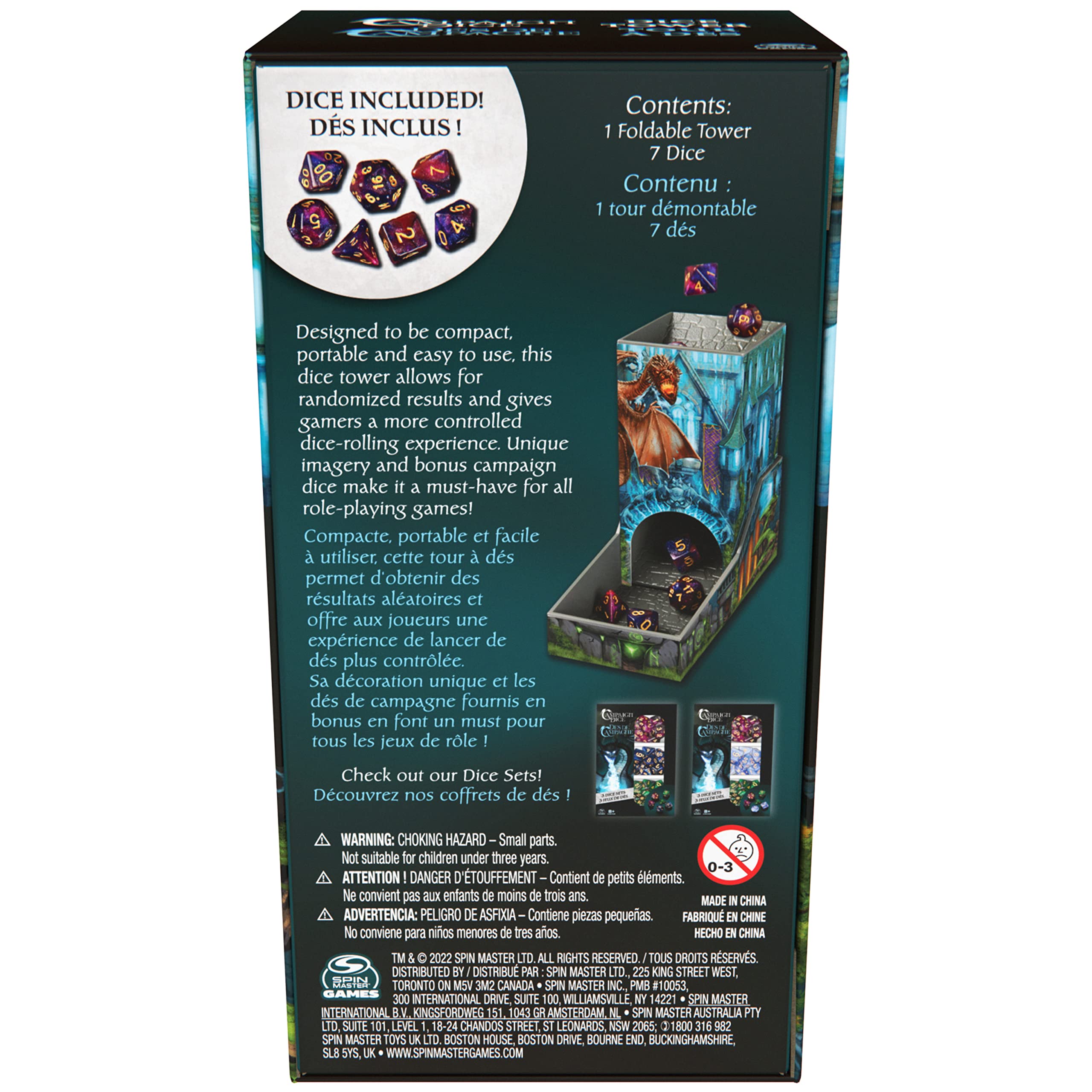 Campaign Dice Tower, Portable 7 Polyhedral Dice Role-Playing Board Games DND Dungeons Dragons MTG Magic The Gathering, for Adults & Kids Ages 8 and up