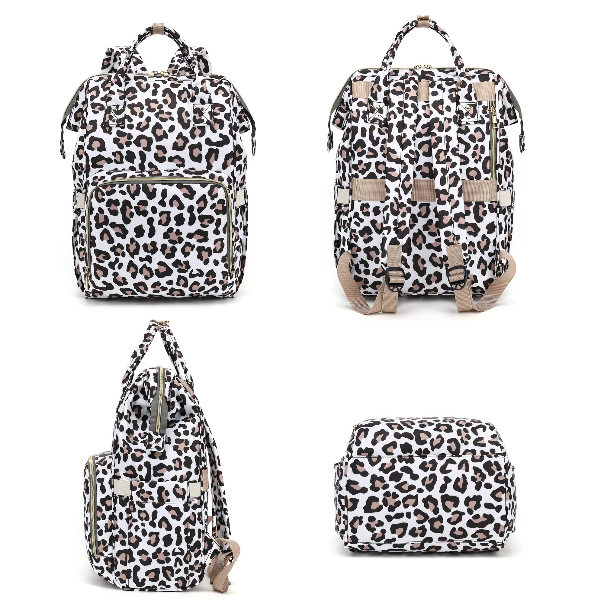 Yusudan Leopard Laptop Backpack for Women Men, 15.6 inch College School Backpack Bookbag for Work/School/Travel/Business