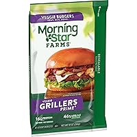 MorningStar Farms Veggie Burgers, Plant Based, Frozen Meal, Grillers Prime, 10oz Bag (4 Burgers)