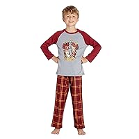 Harry Potter Pajamas Little And Big Boys' Raglan Shirt And Pants Sleepwear Set- (Gryffindor, Large, 10/12)