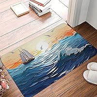 Indoor Doormat Ocean Waves Sailboat Front Door Mats Outdoor Non Slip Welcome Mat Washable Floor Mat 16