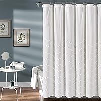 Lush Decor White Chenille Chevron Shower Curtain for Bathroom (72