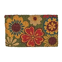 NoTrax, Summer Flowers, Handmade Natural Coir Doormat, Entry Mat for Indoor or Outdoor Use, 18