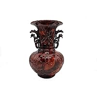 Unique Art Since 1996 Vintage Handcrafted Red Chinese Pengzhou Intangible Cultural Heritage Cinnabar Vase (HGT-196)