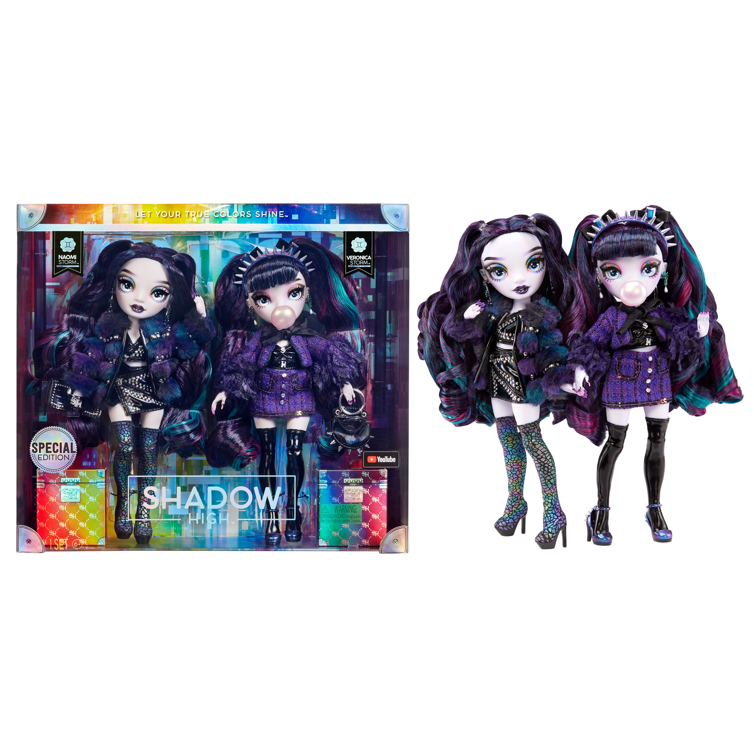 Rainbow High Shadow High Special Edition Twins- 2-Pack Fashion Doll. Purple & Black Designer Outfits with Accessories, Great Gift for Kids 6-12 Years Old & Collectors, Multicolor, 585879