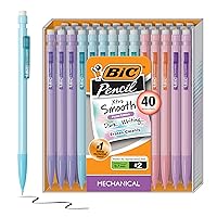 BIC Xtra-Smooth Pastel Mechanical Pencils with Erasers, Medium Point (0.7mm), 40-Count Pack, Bulk Mechanical Pencils for School or Office Supplies