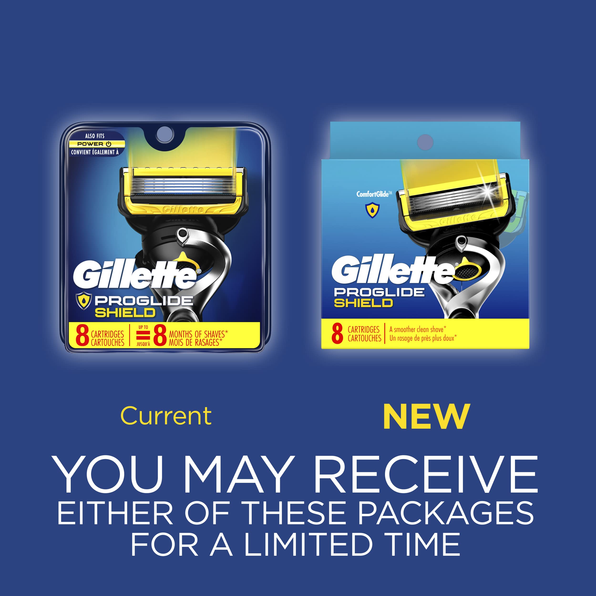 Gillette ProGlide Shield Razor Refills for Men, 8 Blade Refills