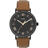 Timex Men's Southview 41mm Watch - Tan Strap Black Dial Black Case