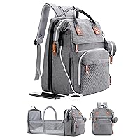 Diaper Bag Backpack with Changing Station, Large Diaper Bag, Baby Bag, Multifunctional Diaper Bag, Gray