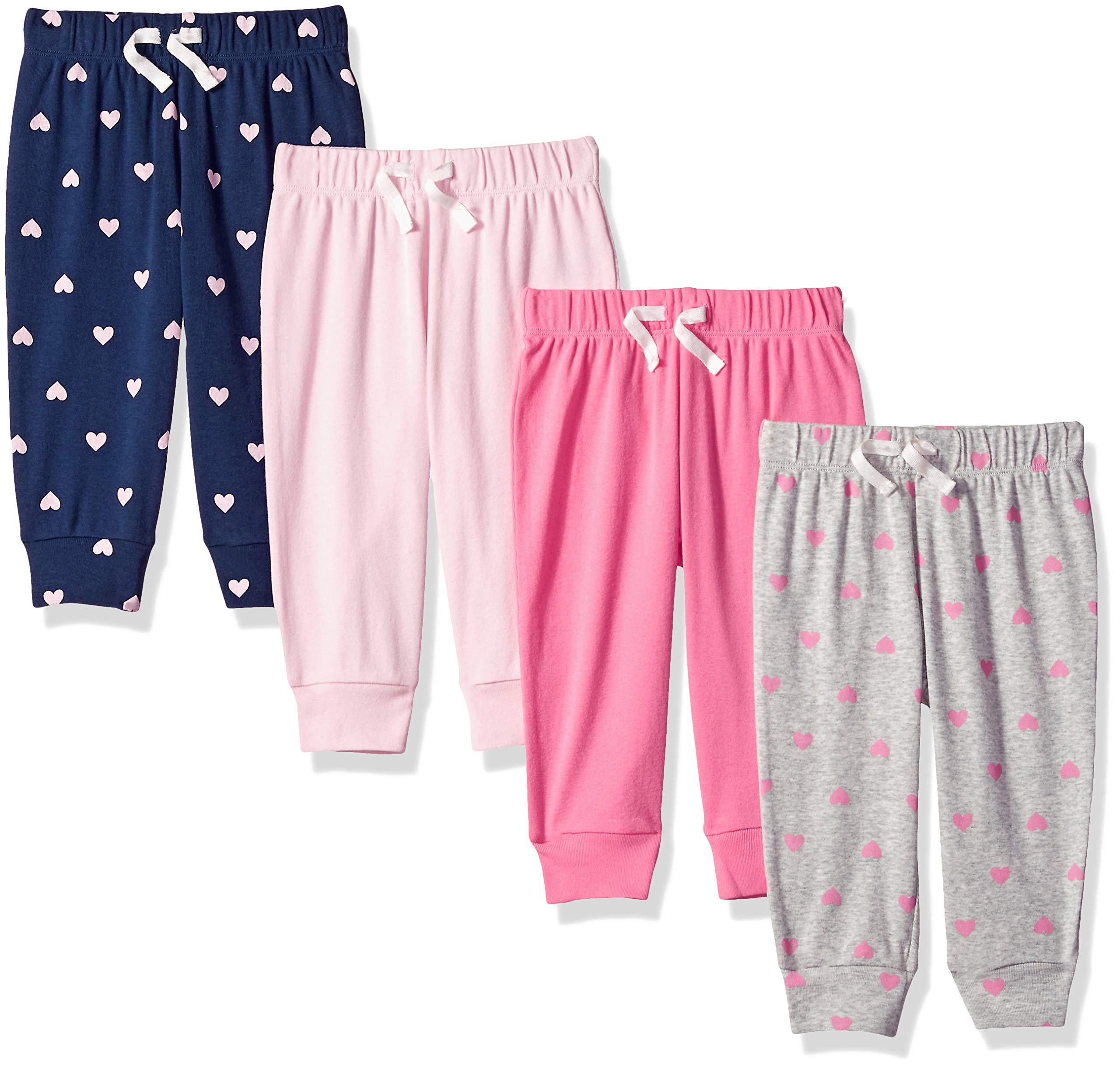 Amazon Essentials Baby Girls' Cotton Pull-On Pants, Pack of 4