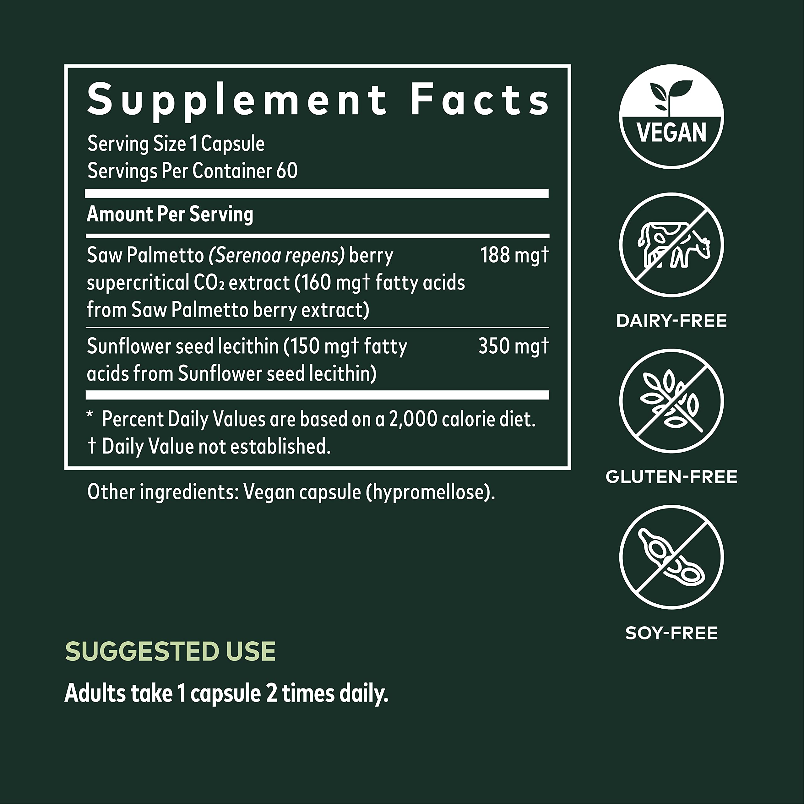 Gaia Herbs Saw Palmetto - Supports Healthy Prostate Function for Men - Contains Saw Palmetto and Sunflower Seed Lecithin to Support Men’s Health - 60 Vegan Liquid Phyto-Capsules (30-Day Supply)