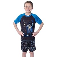 DC Comics Boys' Batman Spec Readout Short Sleeve Shirt and Shorts 2 Piece Superhero Sleepwear Pajama Set