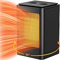 Space Heater, 1500W Portable, 60°Oscillating Electric, Heater for Bedroom Office Indoor Use (Black)