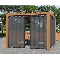 ABCCANOPY Outdoor Patio Sheer Curtains, Breathable Voile Drapes with Grommets for Gazebo, Porch, Pergola, Cabana, Black, 1 Piece, W54 x L95 Inch