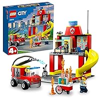 LEGO City Fire Station and Fire Engine 60375, Pretend Play Fire Station with Firefighter Minifigures, Educational Vehicle Toys for Kids Boys Girls Age 4+