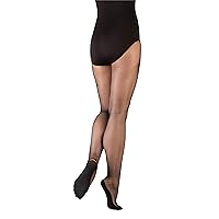 Body Wrappers Adult Plus Sized Seamless Fishnet Tight with Foot Pad, Black, 1X-2X