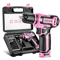 Cordless Drill：DEKO PRO 12V Power Drill Set with Pink Electric Drill with Tool Set Gift Box, Pink Drill Set for Women